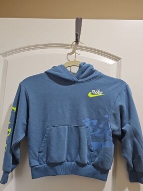 Nike Blue Hoodie with Neon Yellow Swoosh
